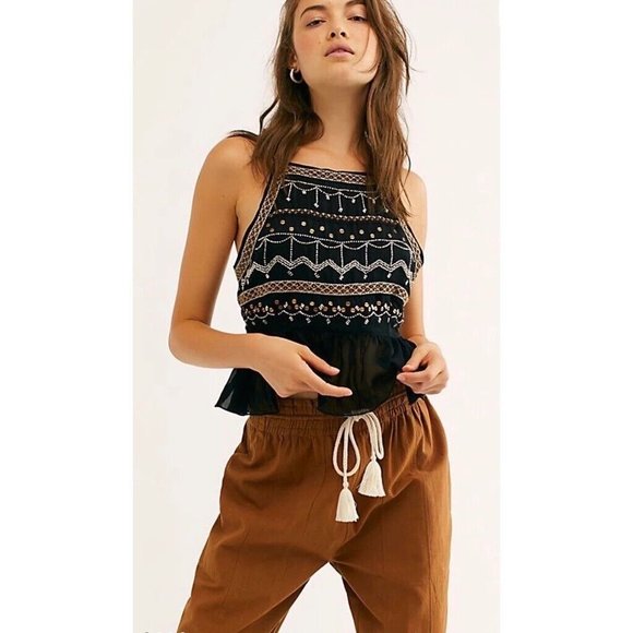 FREE PEOPLE Camille Embellished Peplum Top - NWT - Size XS - Picture 1 of 4